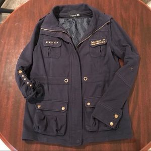 Navy Blue Forever 21 Military Style & Stud Jacket